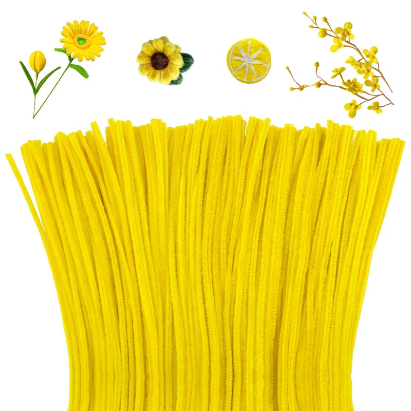 Mnuizu 200pcs Pipe Cleaners,Pipe Cleaners Chenille Stems for Craft, Fuzzy Sticks Christmas Craft Supplies for DIY Art & Creative Crafts Decorations(Lemon Yellow) - Image 1